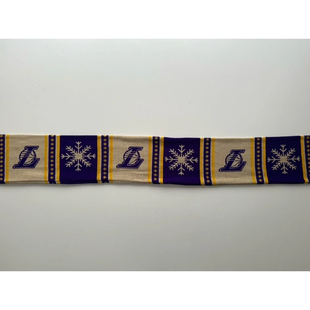 LAKERS Christmas Day 2023 Knit Scarf‎ Adult Logo LA Los Angeles Winter Fringe